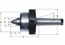 Токарный вращающийся центр ROHM Тип 604 HMG с отжимной  гайкой, наконечник с твердо- сплавной вставкой (MKS - с углом при вершине 60°)