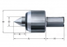 Токарный вращающийся центр ROHM Тип 645-00 с посадочным  хвостовиком VDI 3425/DIN 69880 (MKS - с углом при вершине 60°)